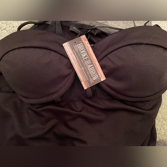 Symphony Broken Arrow South Beach Black Mesh Corset Dress NWT! Size Large - Picture 12 of 13